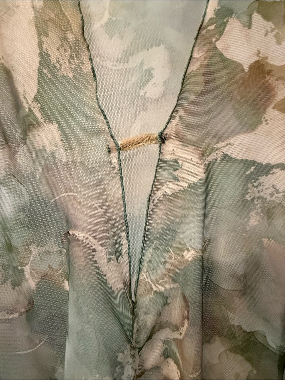 PrettyLittleThing Abstract Mesh Ruched Midi Dress Sage Green US 8 NWT - Picture 3 of 8
